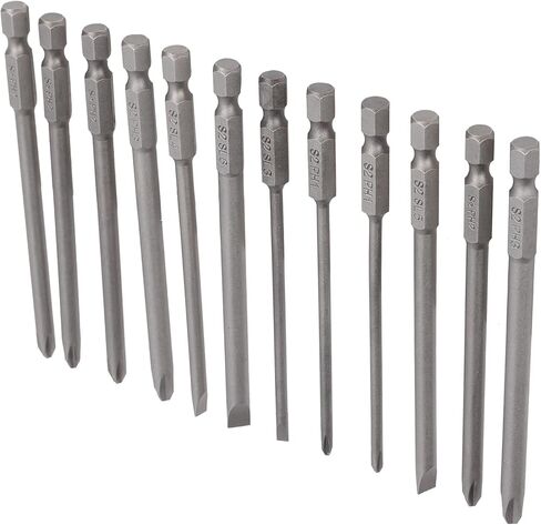 مفك بت مجموعة طويلة مفك بت 12 قطعة 100 مللي متر شقة ومتقاطعة نوع مفك مسامير بت مجموعات للمفك الكهربائي مفك البراغي اليدوي in Kuwait