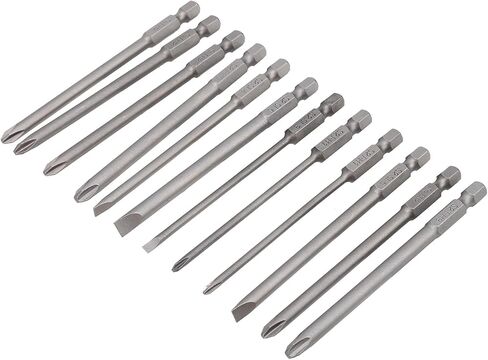 مفك بت مجموعة طويلة مفك بت 12 قطعة 100 مللي متر شقة ومتقاطعة نوع مفك مسامير بت مجموعات للمفك الكهربائي مفك البراغي اليدوي in Kuwait