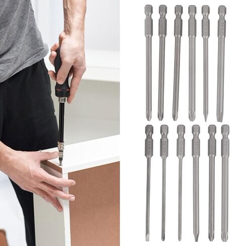 مفك بت مجموعة طويلة مفك بت 12 قطعة 100 مللي متر شقة ومتقاطعة نوع مفك مسامير بت مجموعات للمفك الكهربائي مفك البراغي اليدوي in Kuwait