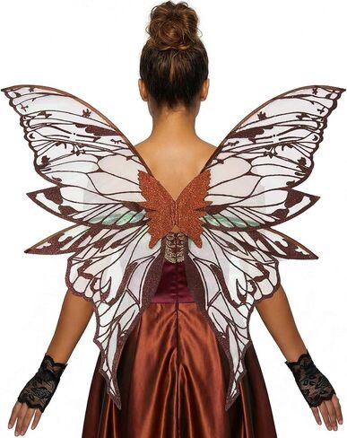 YKW Fairy Wings للنساء البالغات ، 31.5 "x29" أجنحة Cosplay Butterfly مع قفازات الدانتيل ، أجنحة الأزياء الأورجانزا لحفلة الهالوين in Saudi Arabia