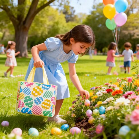 MGparty 24 Pack Easter Gifts Bags with Handles, Easter Basket for Eggs Hunt Game, Non-Woven Holiday Bags for Gifts Wrapping, 8.9×8.7×4.3inch in Saudi Arabia