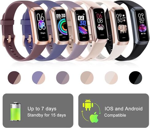 Fitness Tracker, Activity TrackersWatch with 24/7 Heart Rate Blood Oxygen Sleep Monitor, 1.1" HD Screen Fitness Watch, IP68 Waterproof Step Counter Pedometer for Women Men Android iOS in Kuwait