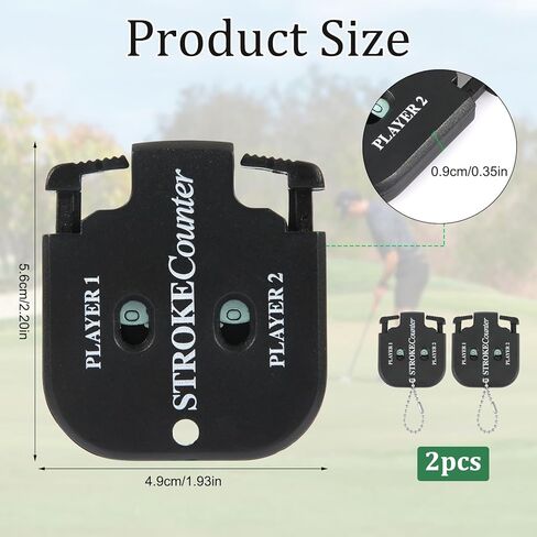 2pcs Golf Stroke Counter, Mini Golf Ball Shot Clicker Counter Black Golf Score Keeper Swing Scoreboard Accessories with Dial Reset Tool Key Chain for Different Kinds of Competitions and Games in Saudi Arabia