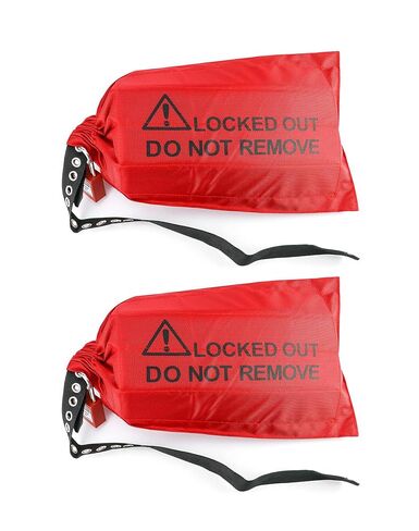 QWORK Electrical Plug Lockout Lock Bag, Safety Plug Lockout Tagout Bag for Oversized Electrical Plug and Hoist Control, 10 x 17 in, Red, 2 Pack in Kuwait