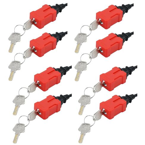 QWORK Electrical Cord Plug Lockout Device for Electrical Cord, 8 Pack Plug Locking Safety Lock, Keyed Differently, Fits 2 & 3 Prong Plugs, Electrical Shutdown Service, Built-in Lock Cylinder in Kuwait