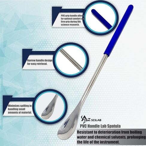 A2Z-VL006 Stainless Steel Micro Lab Flat Spoon Spatula Sampler, with Vinyl Handle 8" (20 cm) in Saudi Arabia