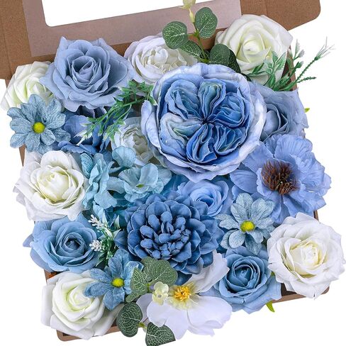 Artificial Flowers Combo Set Fake Brown Nude Bouquet w/Stems Box Mix Faux Silk Dahlia Roses Bulk for Wedding Arrangements DIY Bridal Floral Baby Shower Table Centerpieces Birthday Party Home Decor in Saudi Arabia