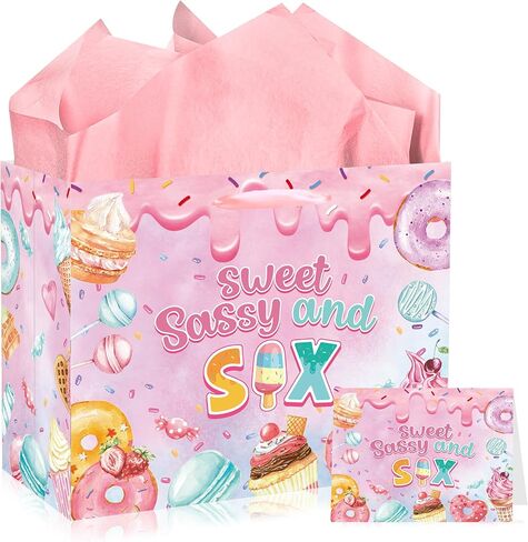 EoBeCy Tractor Birthday Gift Bags with Handles, Tissue Papers and Card, Farm Themed Wrapping Paper for Baby Boys Kids Men Birthday Party Decorations in Kuwait
