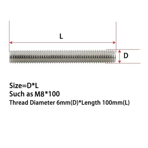 Stainless Steel Full Thread Rod Fully Metric Threaded Bar Bolt Screw(M20 (1Pcs),130mm) in Saudi Arabia