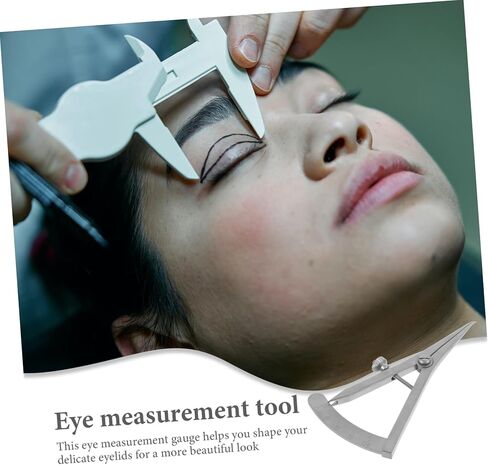 GARVALON Orbital Measuring Device Eyelid Measurement Ruler Vernier Caliper Microblading Ruler Eyelid Measuring Rulers Eyebrow Stencil Ruler Eyebrow Caliper Tool Silver Stainless Steel in Kuwait