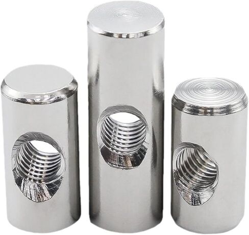 Barrel Bolts, Steel Cylindrical Pin Dowel Cross Hole Hammer Embedded Nut for Wood Furniture 5 Pcs(M6 10x16) in Kuwait