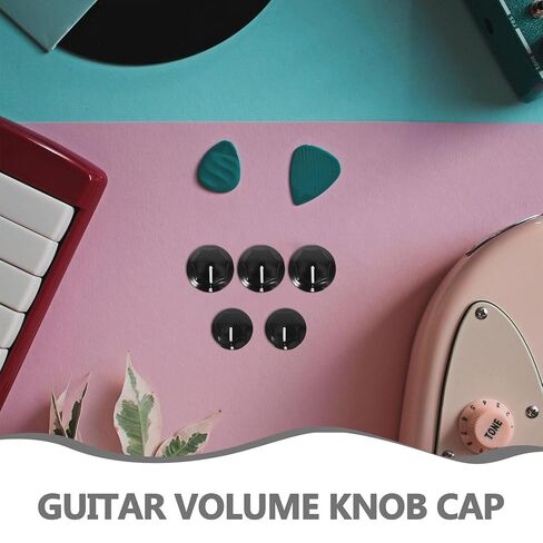 5pcs Guitar Tone Volume Control Knobs Set for Electric Guitar and Bass, 20mm Small 24mm Medium Metal Potentiometer Caps with Screws, Instrument Replacement Accessories for Bass in Saudi Arabia