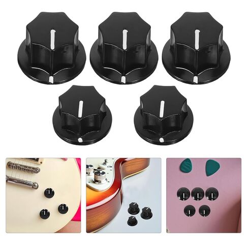 5pcs Guitar Tone Volume Control Knobs Set for Electric Guitar and Bass, 20mm Small 24mm Medium Metal Potentiometer Caps with Screws, Instrument Replacement Accessories for Bass in Saudi Arabia