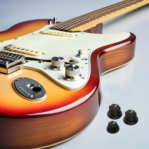 5pcs Electric Guitar and Bass Replacement Control Knobs Set – 2 Small 20mm and 3 Medium 24mm Metal Tone Caps with Screws for Volume and Tone Adjustment in Kuwait