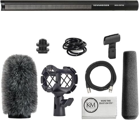 Sennheiser MKH 416-P48U3 Moisture-Resistant Shotgun Microphone Bundle with Shockmount + Fur Windshield + 20ft XLR Cable + Cleaning Cloth (5 Item) in Saudi Arabia