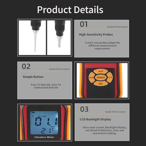 Handheld Vibration Meter, Portable Handheld Mini Vibration Tester, with LCD Backlight Function, Visually Display Measurement Value, for Mechanical Watches/Motors/Fans/Bearings in Kuwait