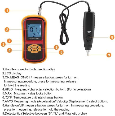Handheld Vibration Meter, Portable Handheld Mini Vibration Tester, with LCD Backlight Function, Visually Display Measurement Value, for Mechanical Watches/Motors/Fans/Bearings in Kuwait