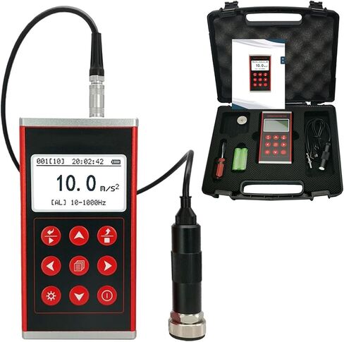 0.1-199.9 M / S2 Digital Vibration Meter, Handheld Digital Vibration Analyer Tester, 3 HZ - 1 KHZ Frequency & 180 RPM - 60000 RPM Speed Measurement, Split Probe, Over Limit Alarm in Kuwait