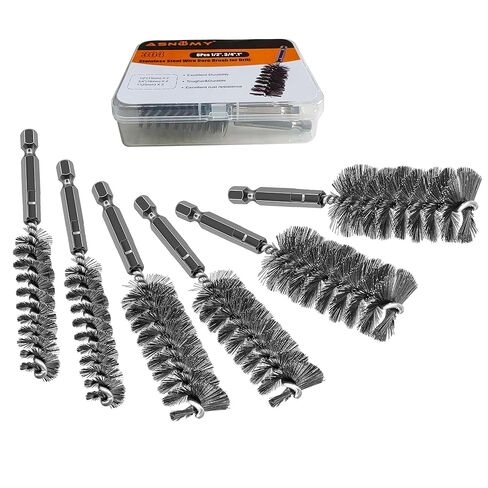 ASNOMY 6Pcs Wire Bore Brush for Drill,1/2" 3/4" 1" Stainless Steel Copper Pipe Cleaner Set in Saudi Arabia