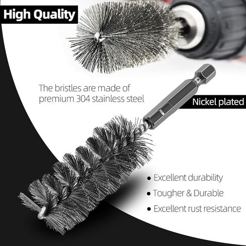 ASNOMY 6Pcs Wire Bore Brush for Drill,1/2" 3/4" 1" Stainless Steel Copper Pipe Cleaner Set in Saudi Arabia