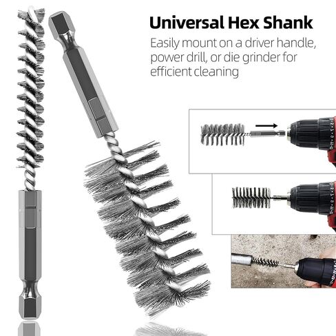 ASNOMY 6Pcs Wire Bore Brush for Drill,1/2" 3/4" 1" Stainless Steel Copper Pipe Cleaner Set in Saudi Arabia