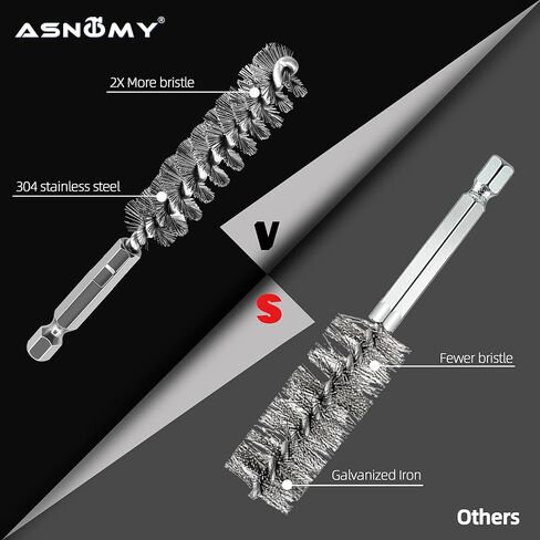 ASNOMY 6Pcs Wire Bore Brush for Drill,1/2" 3/4" 1" Stainless Steel Copper Pipe Cleaner Set in Saudi Arabia
