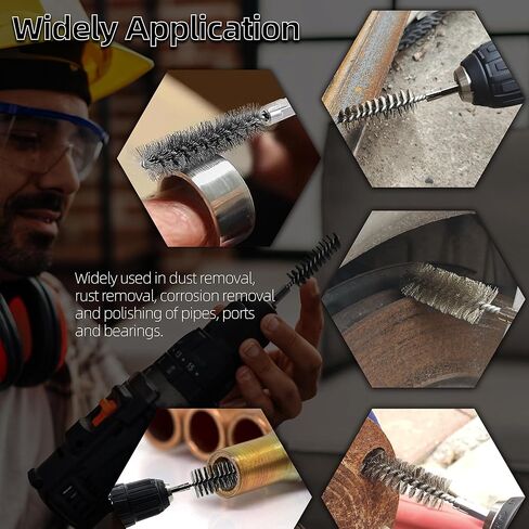 ASNOMY 6Pcs Wire Bore Brush for Drill,1/2" 3/4" 1" Stainless Steel Copper Pipe Cleaner Set in Saudi Arabia
