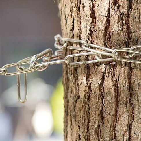 سلسلة أمان فولاذية شديدة التحمل مقاس 5 متر/197 بوصة، وصلات سميكة 3.2 مم، معدن مجلفن، مع حلقات تسلق، فضي in Kuwait