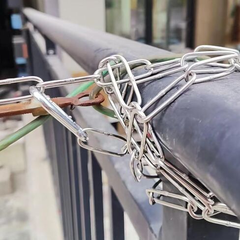 سلسلة أمان فولاذية شديدة التحمل مقاس 5 متر/197 بوصة، وصلات سميكة 3.2 مم، معدن مجلفن، مع حلقات تسلق، فضي in Kuwait