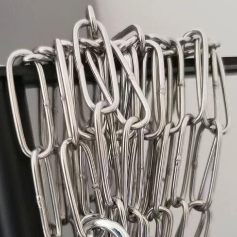 سلسلة أمان فولاذية شديدة التحمل مقاس 5 متر/197 بوصة، وصلات سميكة 3.2 مم، معدن مجلفن، مع حلقات تسلق، فضي in Kuwait