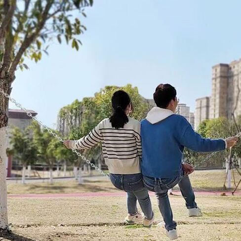 سلسلة أمان فولاذية شديدة التحمل مقاس 5 متر/197 بوصة، وصلات سميكة 3.2 مم، معدن مجلفن، مع حلقات تسلق، فضي in Kuwait