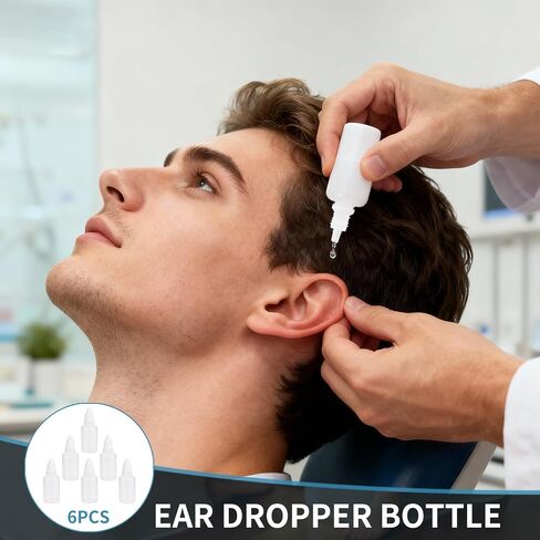 زجاجات قطارة الأذن، مقاومة للتسرب، زجاجات قطارة الأذن البلاستيكية، قابلة للعصر لتوزيع السائل بدقة، 6 قطع، غطاء أبيض، 50 مل in Kuwait
