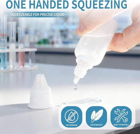 زجاجات قطارة الأذن، مقاومة للتسرب، زجاجات قطارة الأذن البلاستيكية، قابلة للعصر لتوزيع السائل بدقة، 6 قطع، غطاء أبيض، 50 مل in Kuwait