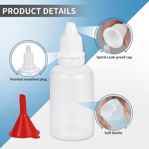 زجاجات قطارة الأذن، مقاومة للتسرب، زجاجات قطارة الأذن البلاستيكية، قابلة للعصر لتوزيع السائل بدقة، 6 قطع، غطاء أبيض، 50 مل in Kuwait