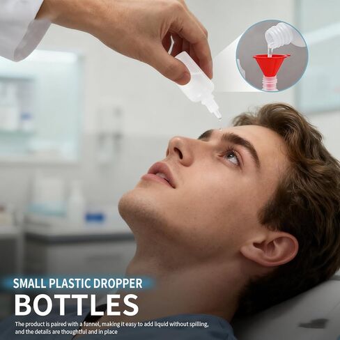 زجاجات قطارة الأذن، مقاومة للتسرب، زجاجات قطارة الأذن البلاستيكية، قابلة للعصر لتوزيع السائل بدقة، 6 قطع، غطاء أبيض، 50 مل in Kuwait