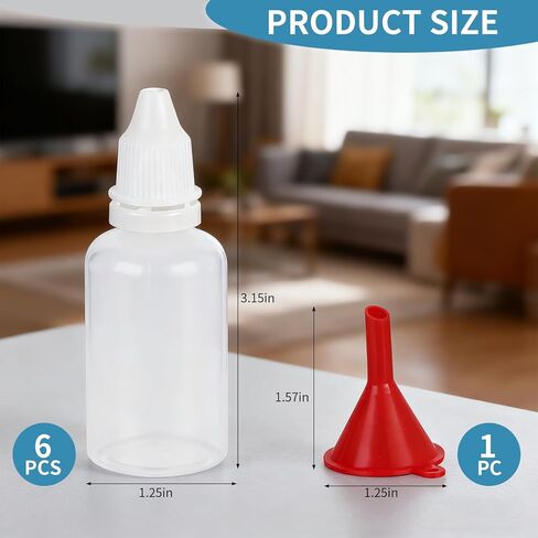 زجاجات قطارة الأذن، مقاومة للتسرب، زجاجات قطارة الأذن البلاستيكية، قابلة للعصر لتوزيع السائل بدقة، 6 قطع، غطاء أبيض، 50 مل in Kuwait