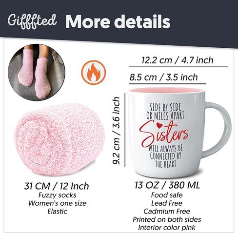 كوب قهوة وجوارب ثلاثية أفضل أخت على الإطلاق، هدايا للأخوات الصغيرات الكبيرات من الأخ، أفكار هدايا عيد الميلاد، عيد الأم في عيد الحب، إلى الأخوة الأكبر سنًا، كوب سيراميك 380 مل in Kuwait