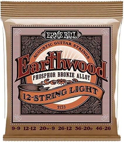 2 PACK Ernie Ball P02153 Earthwood 12 سلسلة ضوء الفوسفور البرونزية الصوتية مجموعة .009 - .046 in Kuwait