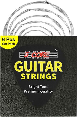 5 Core Acoustic Guitar Strings Brass Heavy Duty Extra Light Gauge High Carbon Steel Core Bright & Powerful Tone 6 String Set for All Acoustic Guitars in Saudi Arabia