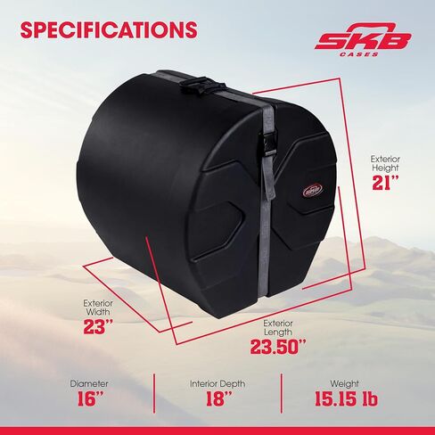 حافظة SKB مقاس 16 × 18 بوصة مع تصميم داخلي مبطن، وتصميم أسطوانة على شكل D، ومقولبة في القدمين لوضع مستقيم وثبات، باللون الأسود in Saudi Arabia