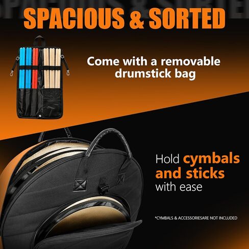 حقيبة الصنج من LETSROCK مع حقيبة عصا الطبل، حقيبة ظهر الصنج تحمل 6 أعواد طبلة، تناسب الركوب مقاس 24 بوصة، وأشرطة قابلة للإخفاء وحقيبة مقاومة للماء in Kuwait