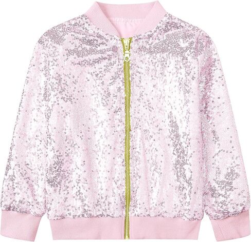 سترة البيسبول الفتاة الفتاة Cromonccent غير رسمية طويلة الأكمام الطويلة السوستة السترات القاذفة ، 2-8 سنوات in Kuwait