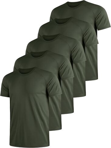 5 Pack Men's Dry Fit Shirts, Moisture Wicking Tees, Mesh Breathable Athletic Workout Fitness Short Sleeve in Saudi Arabia