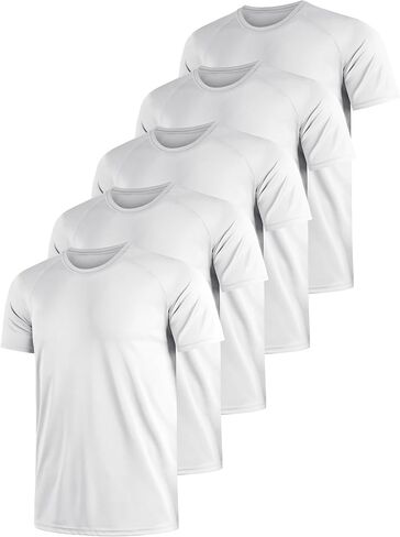 5 Pack Men's Dry Fit Shirts, Moisture Wicking Tees, Mesh Breathable Athletic Workout Fitness Short Sleeve in Saudi Arabia