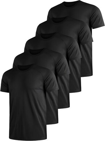 5 Pack Men's Dry Fit Shirts, Moisture Wicking Tees, Mesh Breathable Athletic Workout Fitness Short Sleeve in Saudi Arabia