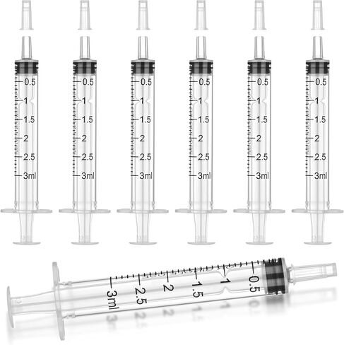 12Pack 3ml Syringes with Cap, Plastic Syringe without Needle for Liquid, Measuring, Refilling, Oil, Glue Applicator in Kuwait