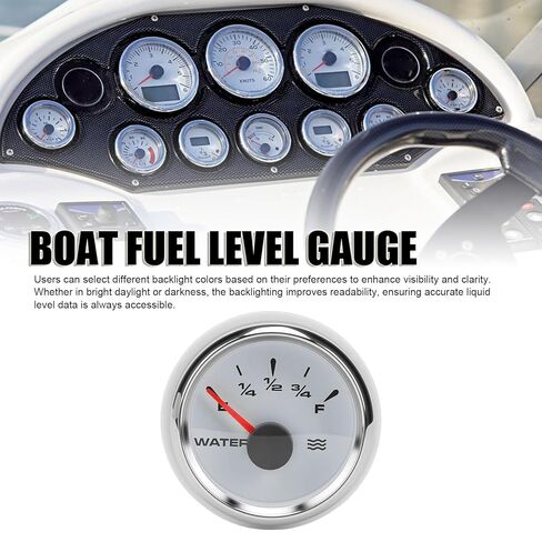 Marine Water Level Gauge, 52mm Fuel Level Gauge with Adjustable Backlight Color, Precise Pointer & Water Proof for Engines, Generator Sets, Ships in Saudi Arabia