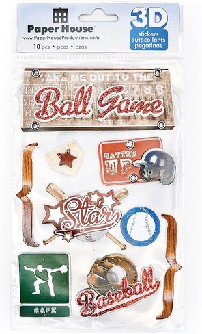 Paper House Productions STDM-0009E 3D Cardstock Stickers, Baseball (3-Pack) in Saudi Arabia