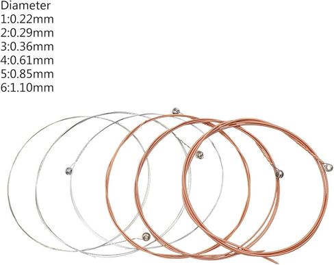 6 Pcs Acoustic Guitar Strings Phosphor Bronze Light Medium Gauge Folk Guitar String Set for Musical Instrument Accessories in Kuwait