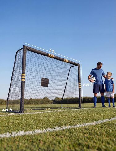 هدف كرة القدم في الفناء الخلفي PeakPursuit مقاس 8 × 5 أقدام، شبكة كرة قدم بإطار معدني شديد التحمل مع إسفنجة لؤلؤية مضادة للتصادمات، عمود هدف مبطن بالفوم مقاوم للطقس، سهل التجميع in Kuwait